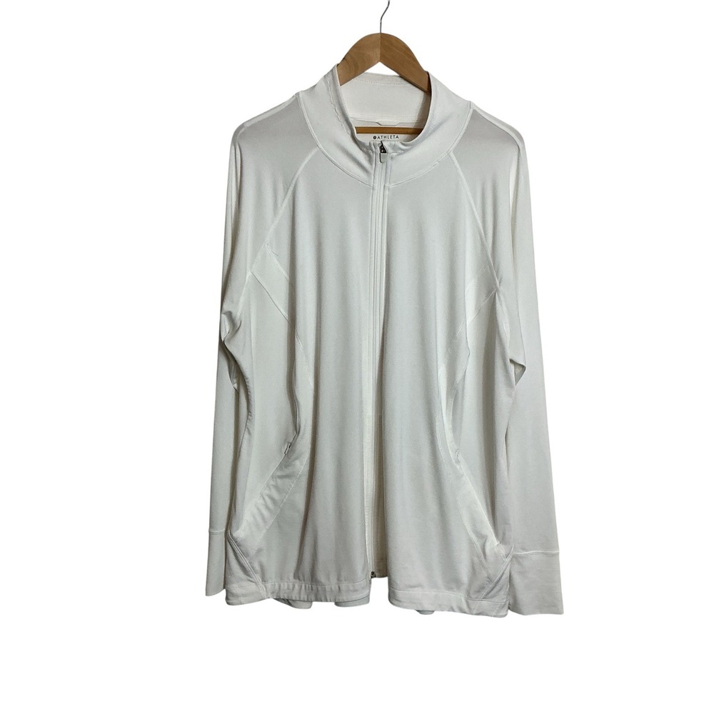 Athleta Plus Size 3X White Pacifica Illume UPF Full Zip Jacket UPF Athleisure